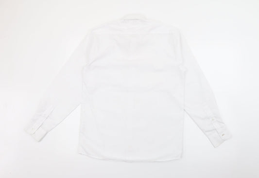 Banner Boys White  Polyester Basic Button-Up Size 13-14 Years Collared Button