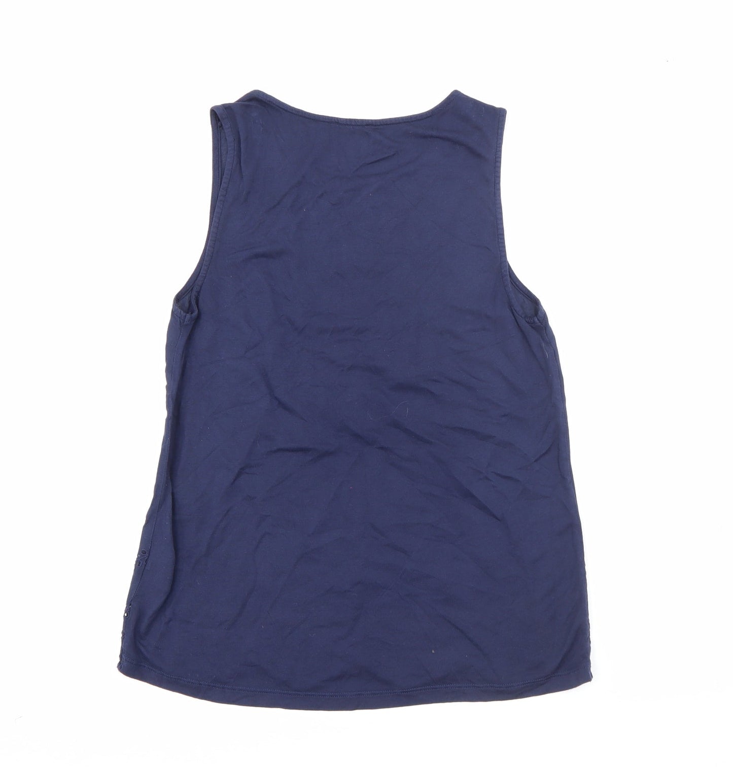 United Colors of Benetton Womens Blue  Cotton Camisole Tank Size S Round Neck