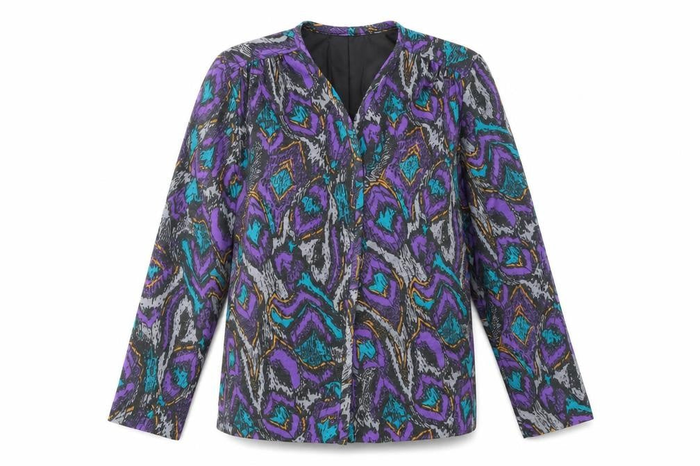 Norman Linton Womens Multicoloured Geometric  Jacket Blazer Size L