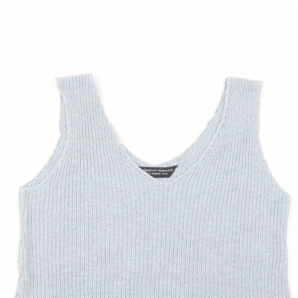 Dorothy Perkins Womens Blue  Acrylic Basic Tank Size 12 V-Neck