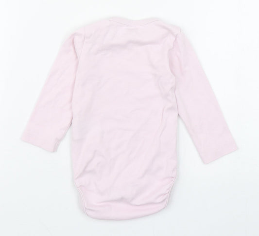 H&M Girls Pink  100% Cotton Babygrow One-Piece Size 6-9 Months  Button