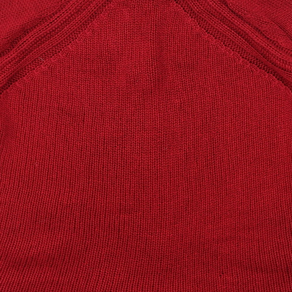 Per Una Womens Red Collared  Acrylic Full Zip Jumper Size M
