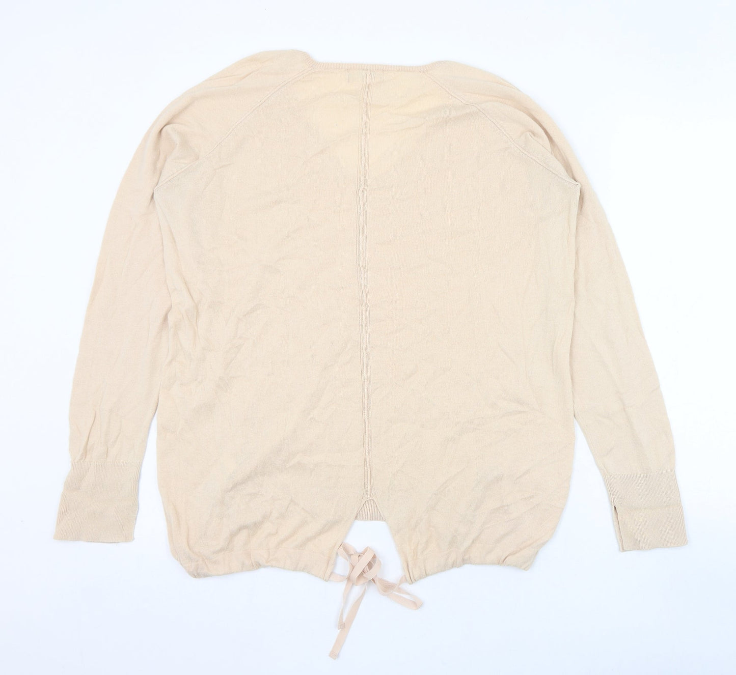 Marks and Spencer Womens Beige V-Neck  Cotton Pullover Jumper Size 12