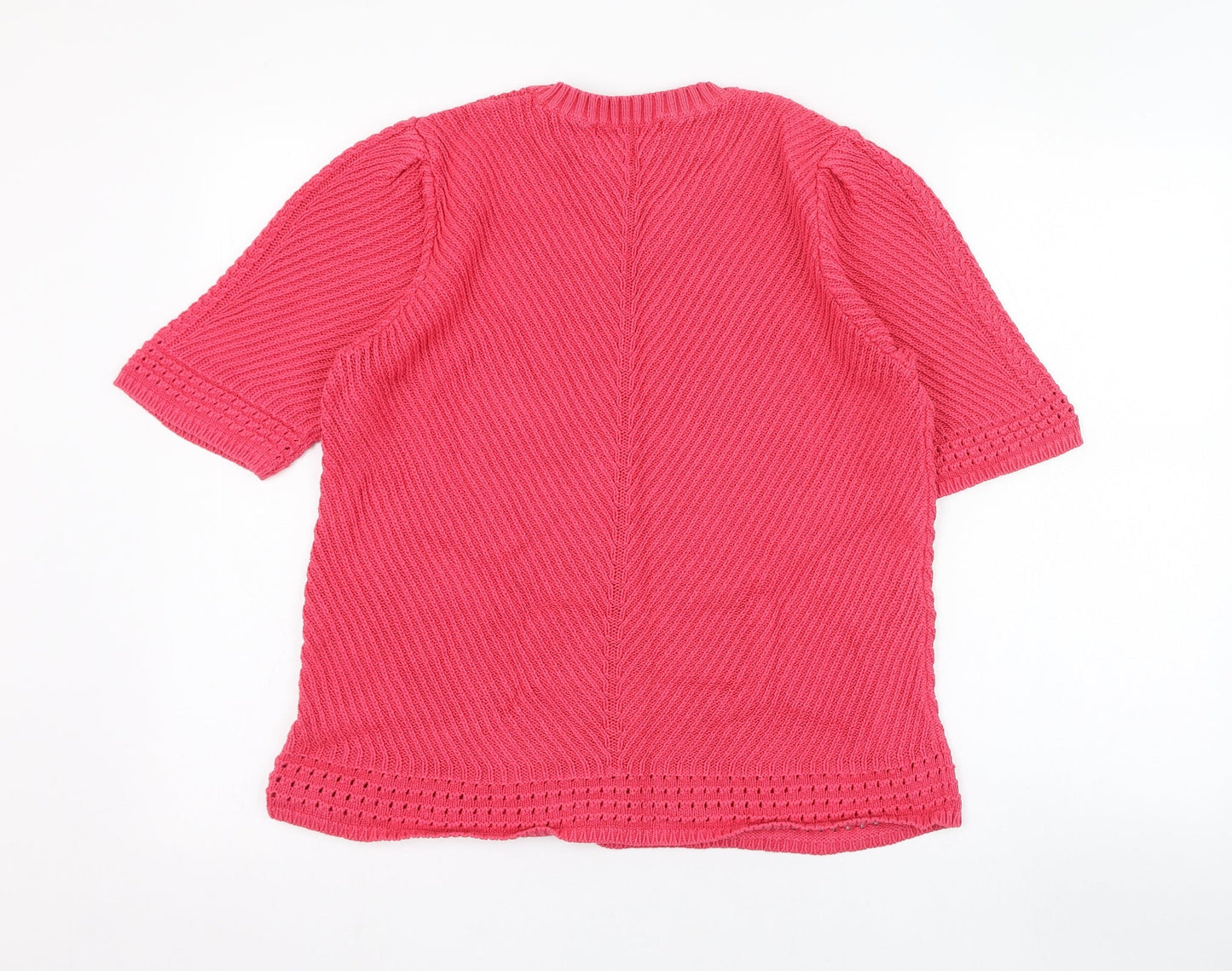 Marks and Spencer Womens Pink Round Neck  Cotton Pullover Jumper Size 16