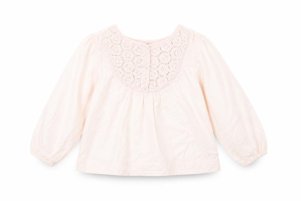 Debenhams Baby Pink  Cotton Basic Blouse Size 12-18 Months Crew Neck Button