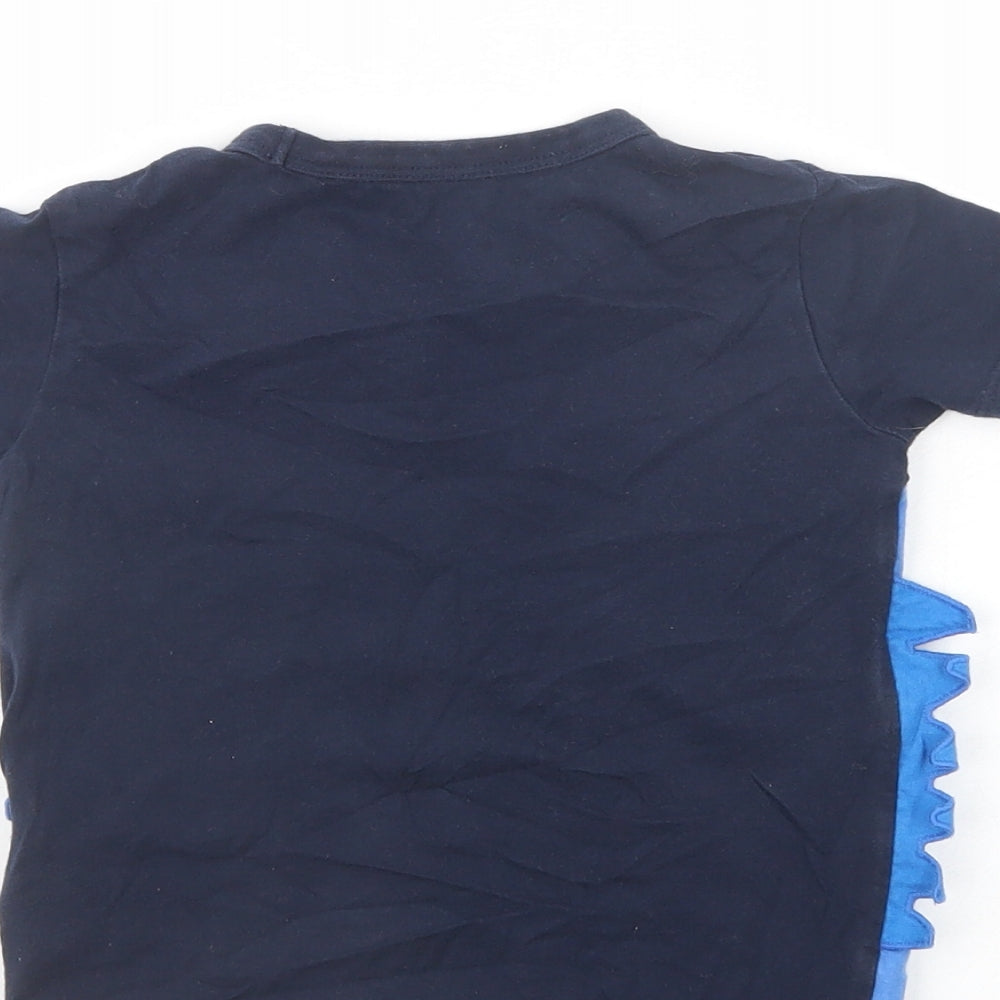 Debenhams Baby Blue  Cotton Pullover T-Shirt Size 12-18 Months Crew Neck Pullover - Dinosaurs
