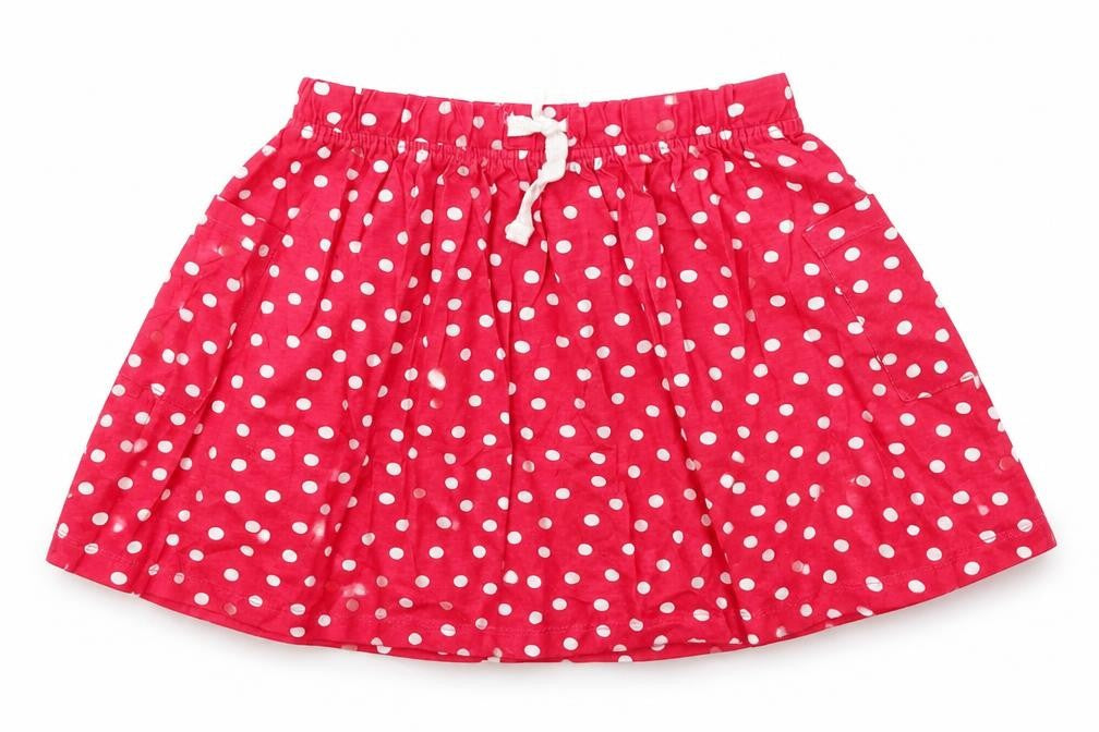 So Cute Girls Red Polka Dot Cotton Skater Skirt Size 2-3 Years  Regular Drawstring