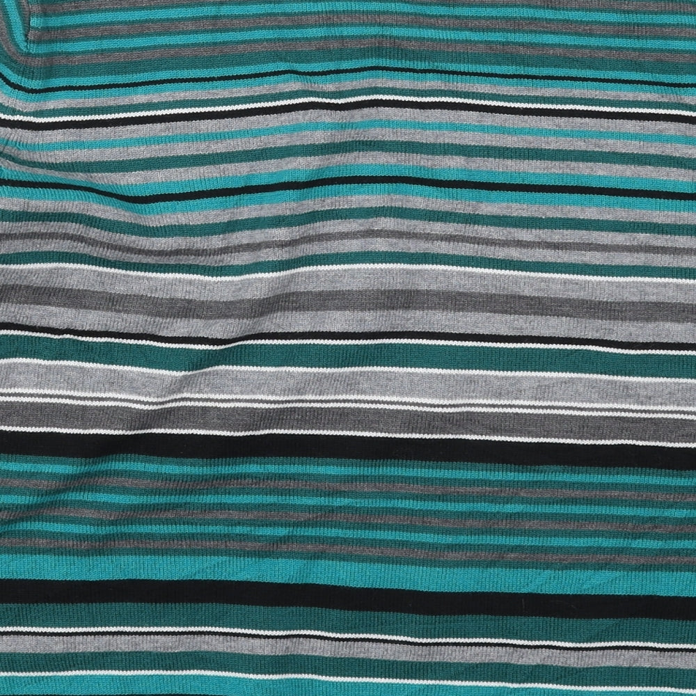 Fabrizio Womens Green Round Neck Striped Acrylic Pullover Jumper Size XL