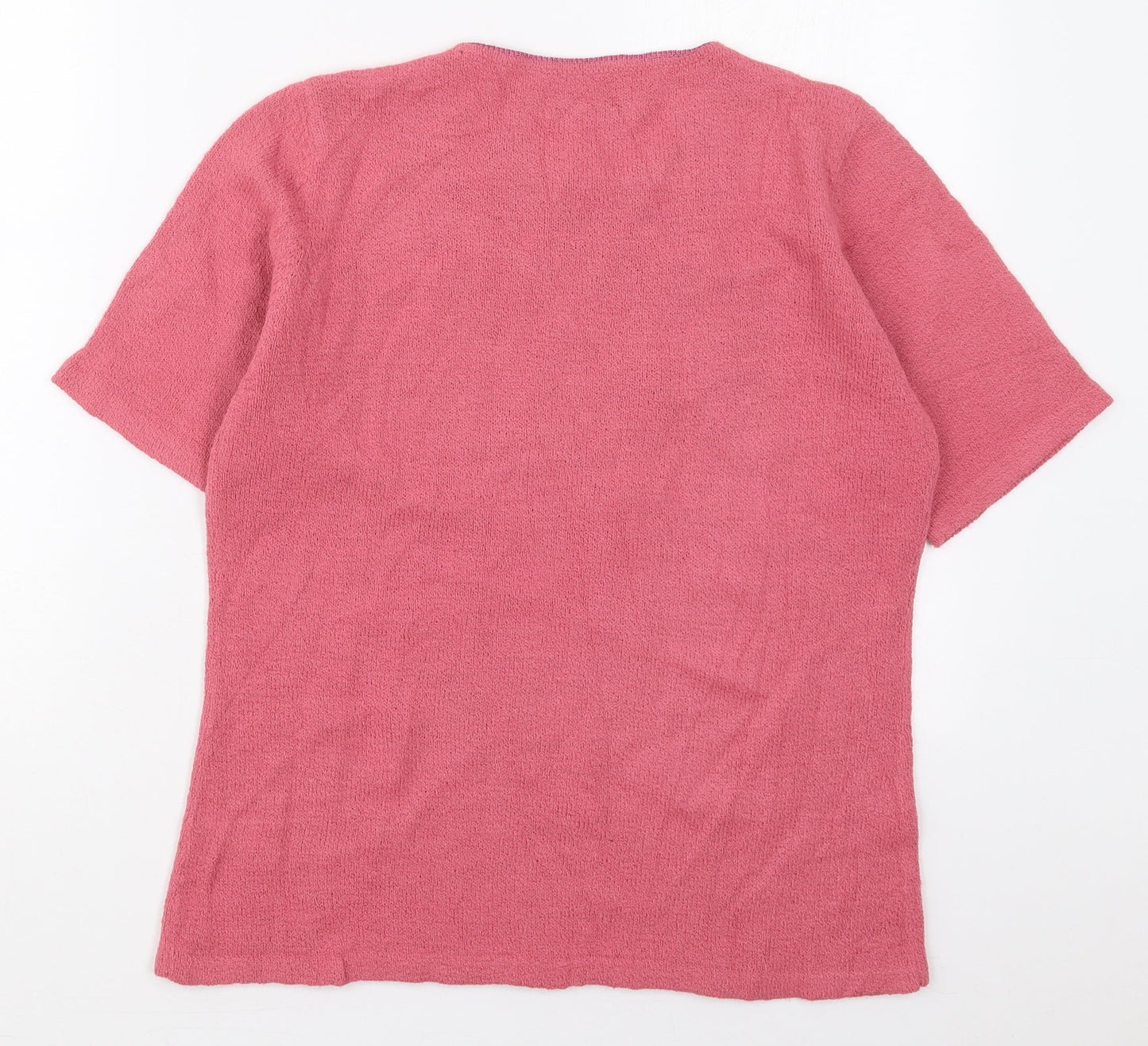 EWM Womens Pink Round Neck Floral Acrylic Pullover Jumper Size 14