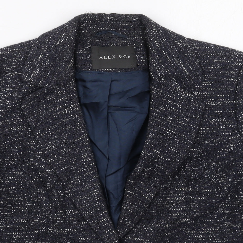 Alex & Co Womens Blue  Cotton Jacket Blazer Size 12