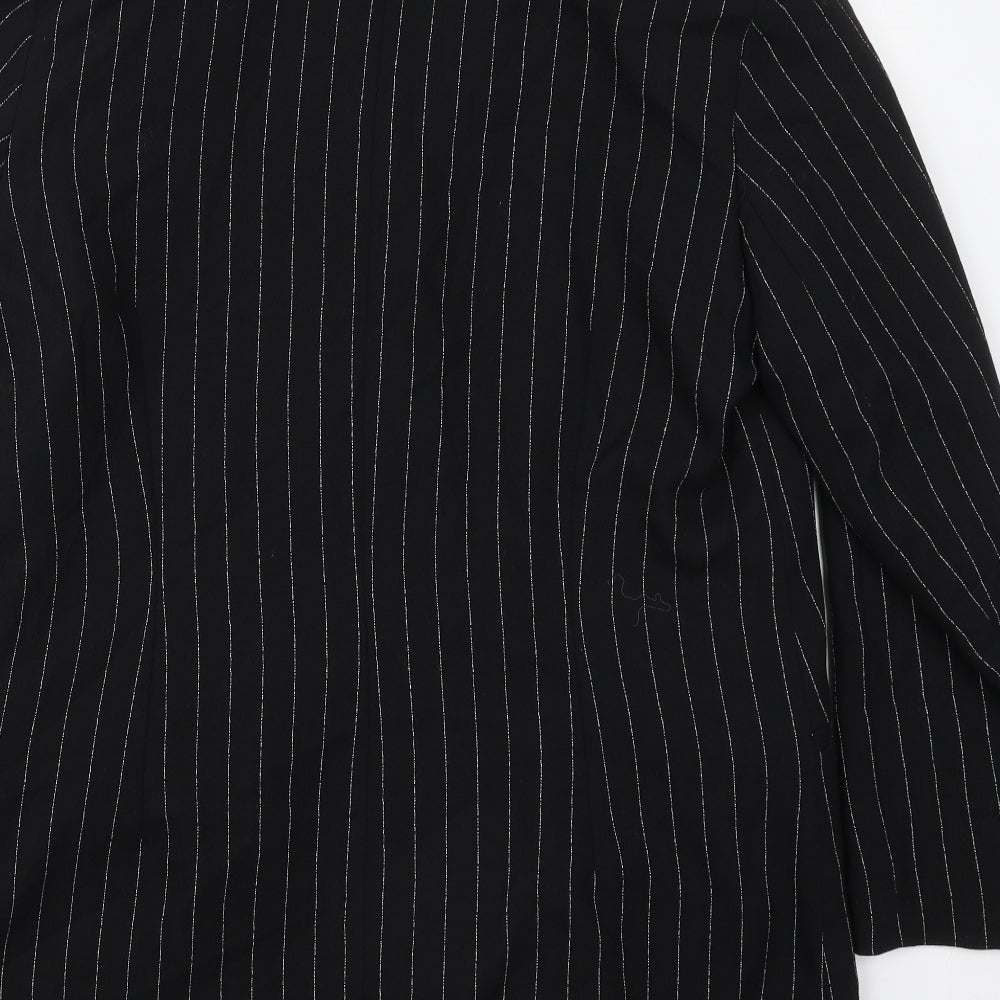 ELVI Womens Black Striped Polyester Jacket Suit Jacket Size 14