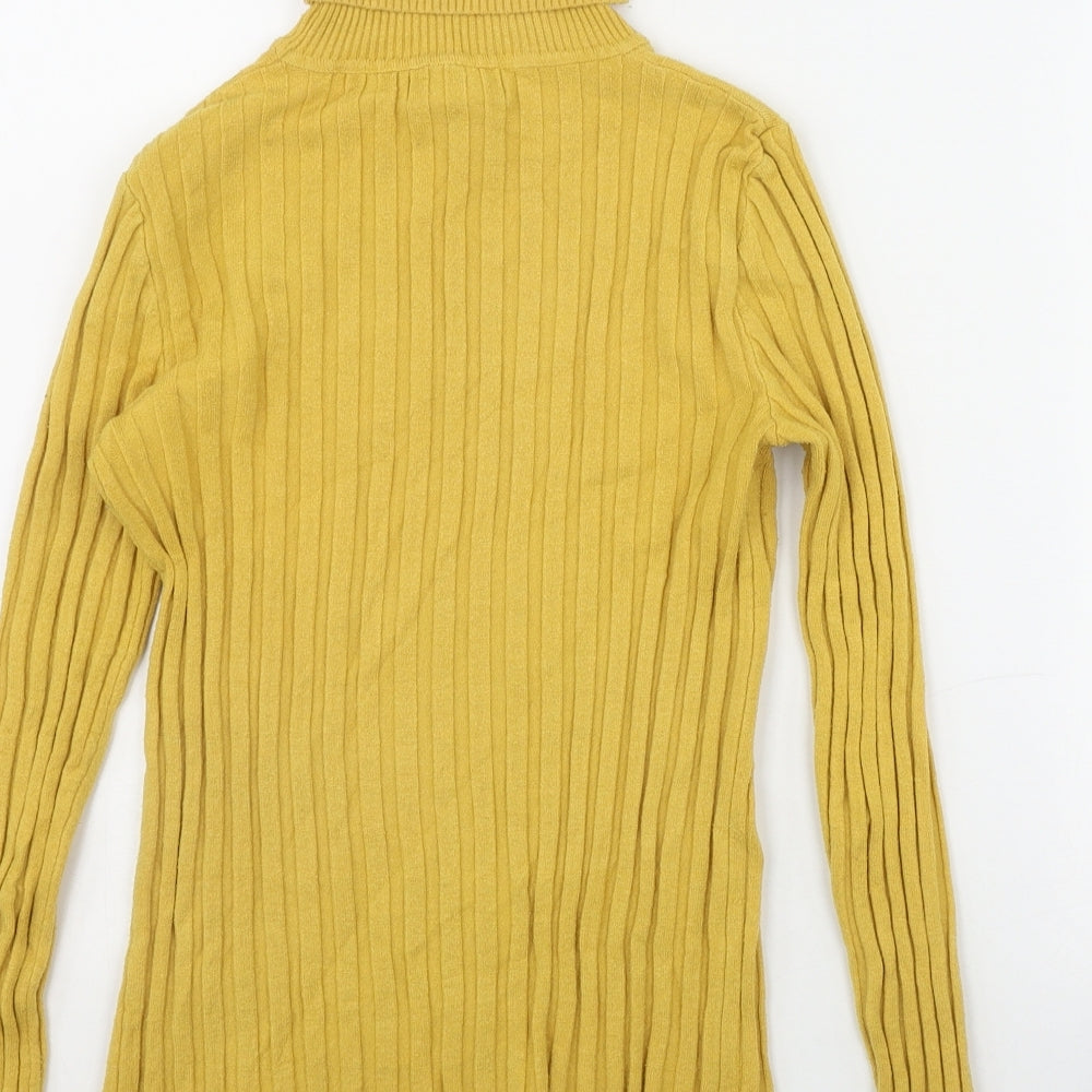 QED London Womens Yellow Roll Neck  Viscose Pullover Jumper Size S