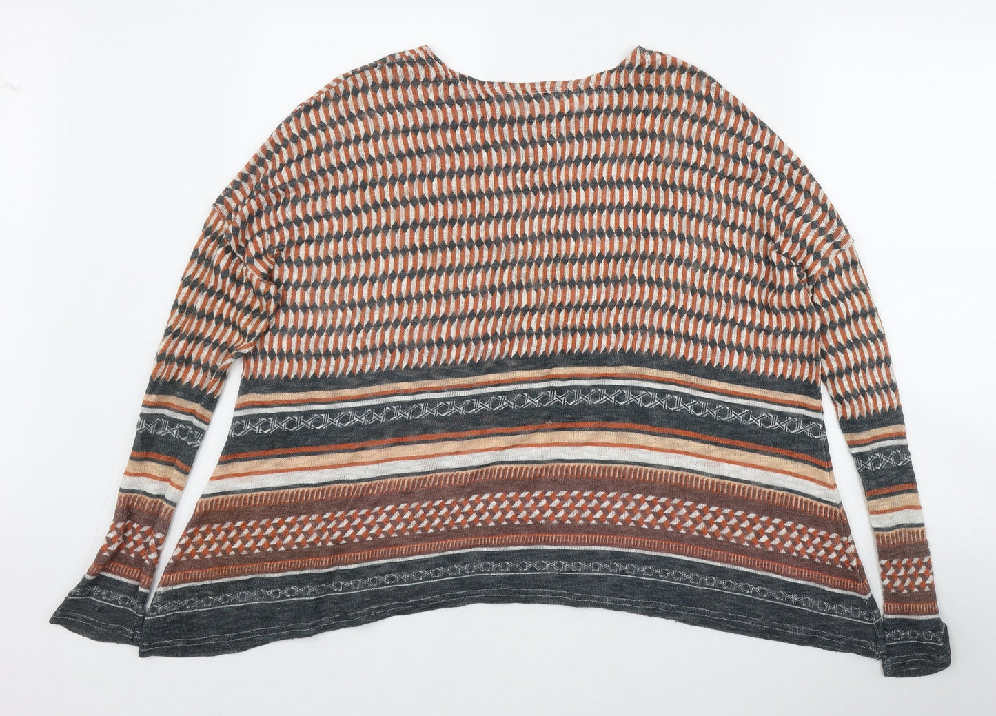 River Island Womens Orange Round Neck Geometric Polyester Pullover Jumper Size 12