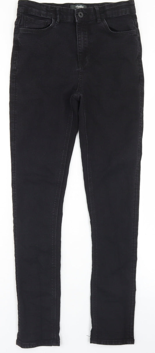 Studio Girls Black  Cotton Skinny Jeans Size 13-14 Years  Regular Button
