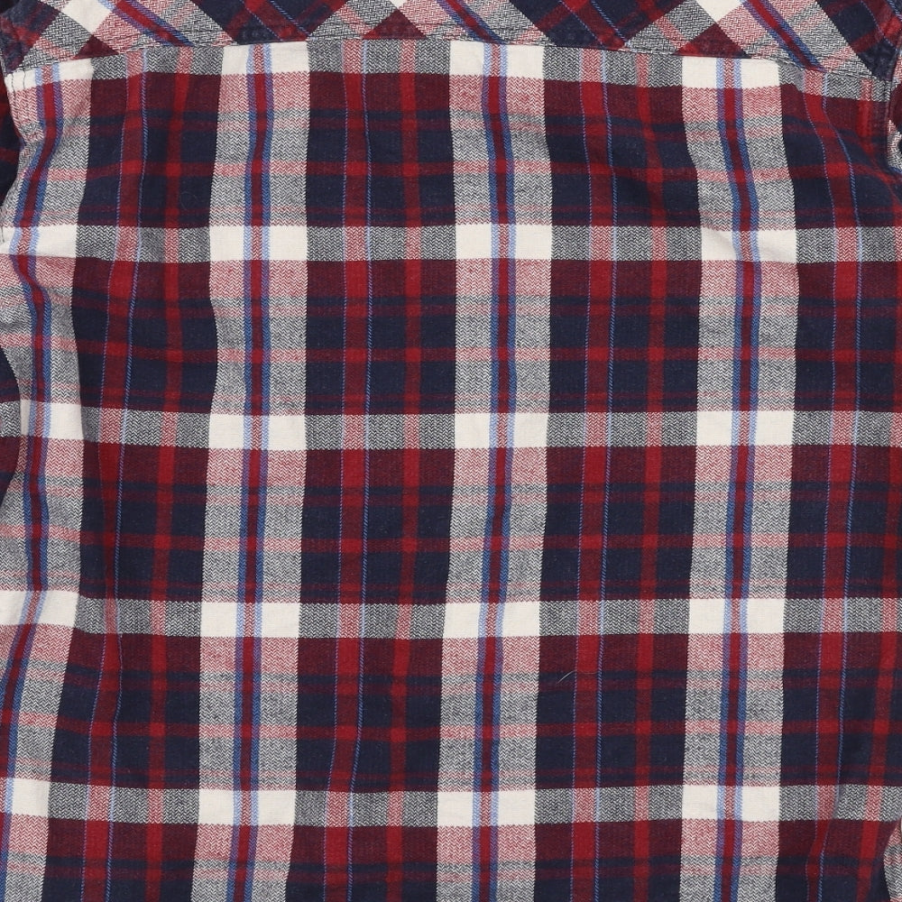 Marks and Spencer Mens Multicoloured Plaid Cotton  Button-Up Size S Collared Button