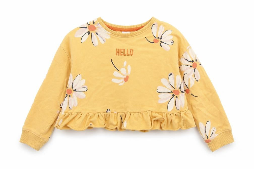 NEXT Girls Orange Floral 100% Cotton Pullover Sweatshirt Size 8 Years  Pullover - Hello