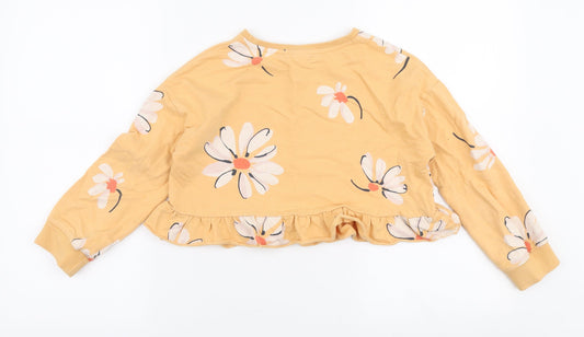 NEXT Girls Orange Floral 100% Cotton Pullover Sweatshirt Size 8 Years  Pullover - Hello