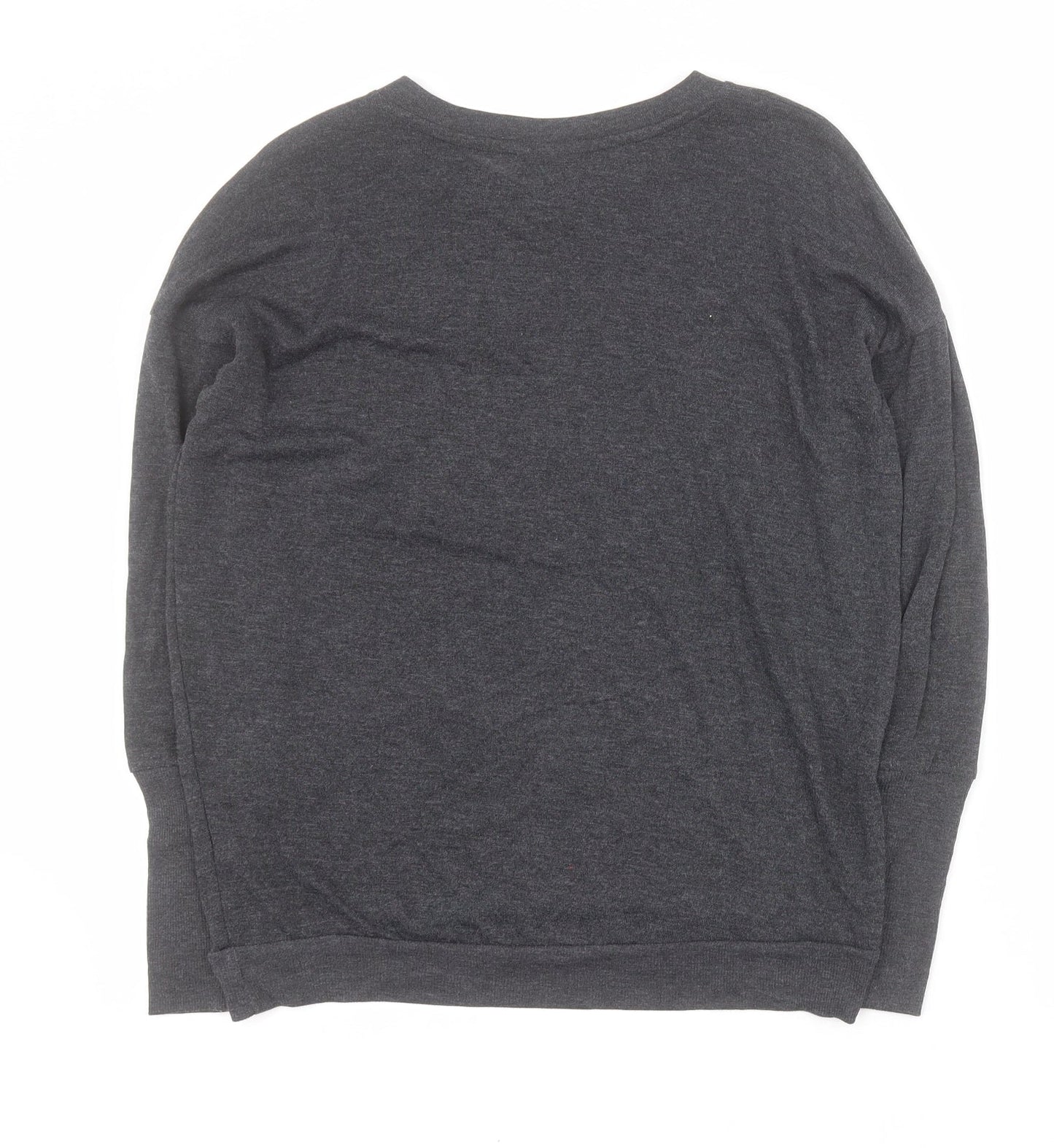 Topshop Womens Grey V-Neck  Polyester Pullover Jumper Size 6