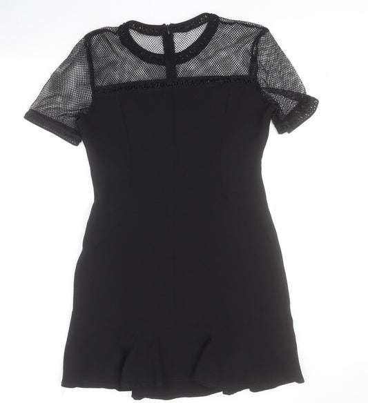 Just Addict Womens Black  Polyester A-Line  Size M  Round Neck Zip