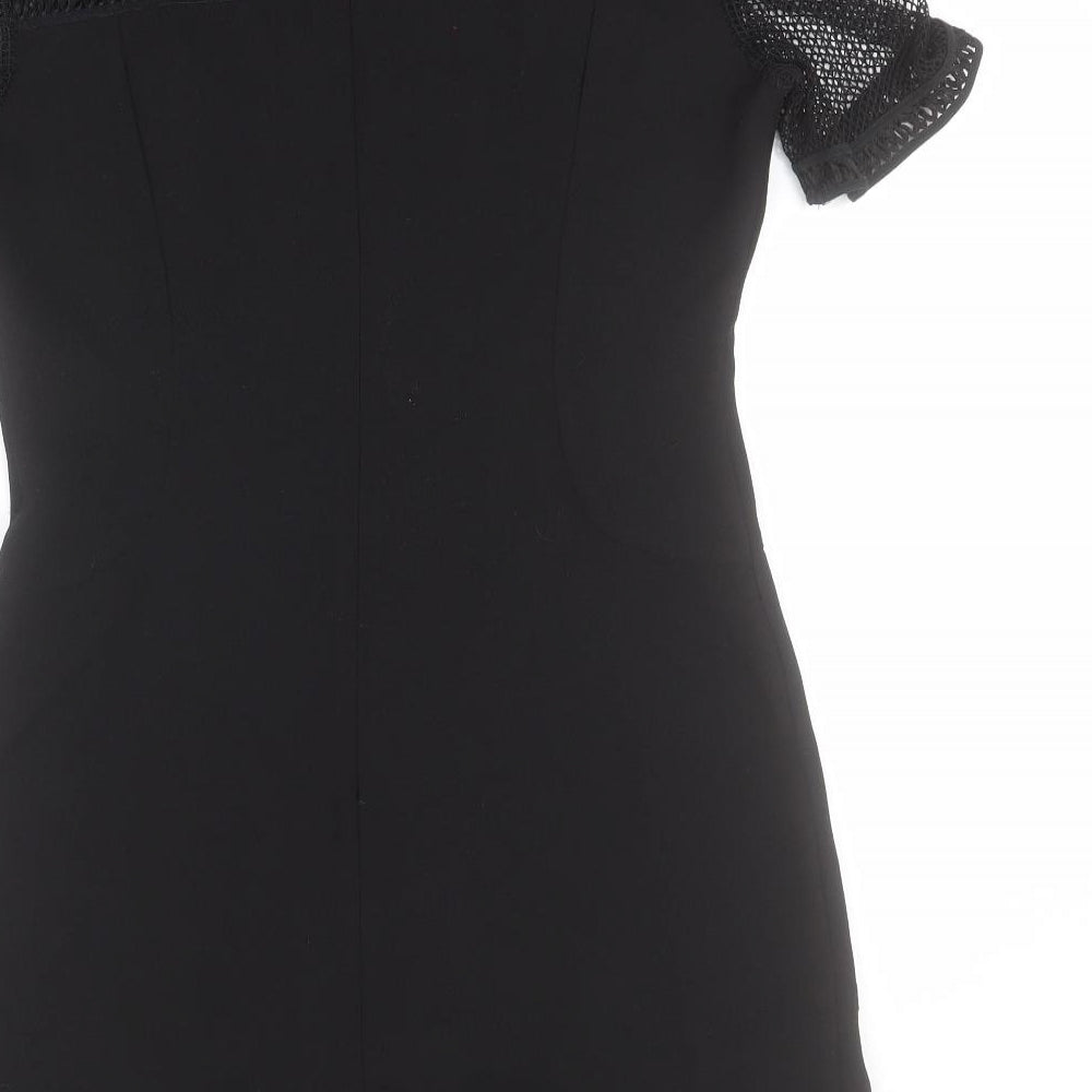 Just Addict Womens Black  Polyester A-Line  Size M  Round Neck Zip