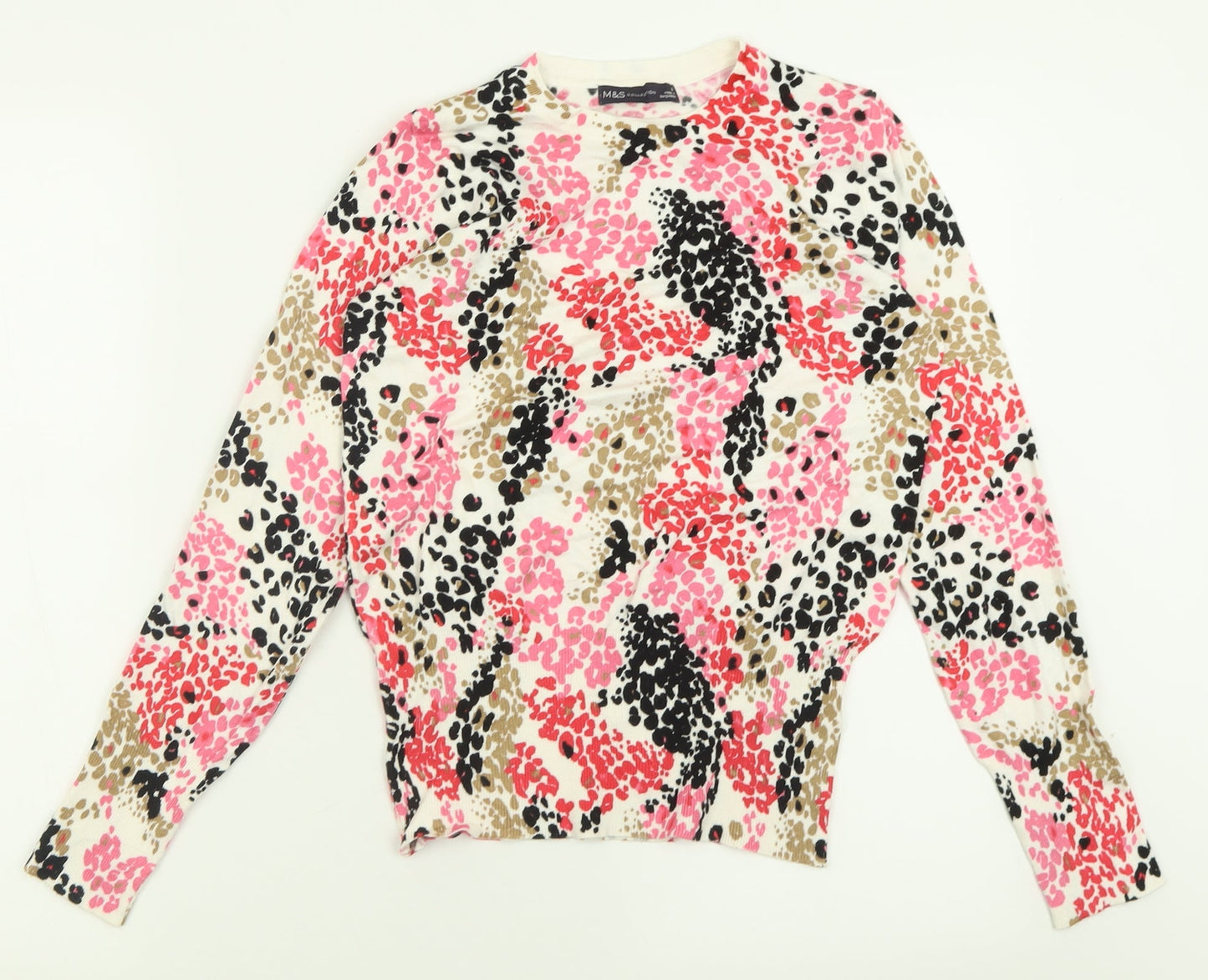Marks and Spencer Womens Multicoloured Crew Neck Geometric Viscose Pullover Jumper Size 6