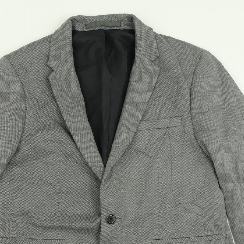 Burton Mens Grey  Viscose Jacket Suit Jacket Size 40