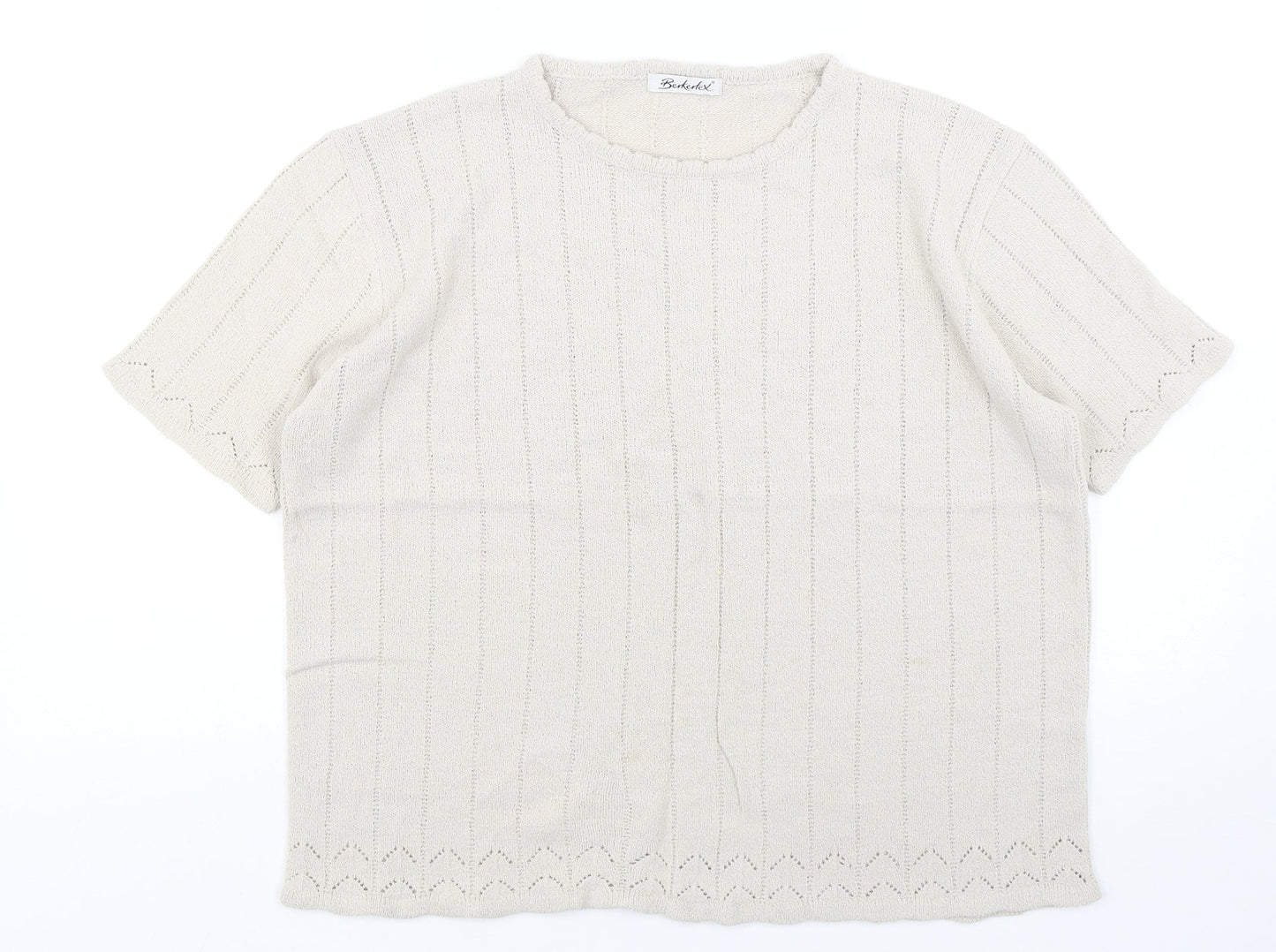 Berkertex Womens Beige Round Neck  Acrylic Pullover Jumper Size 18