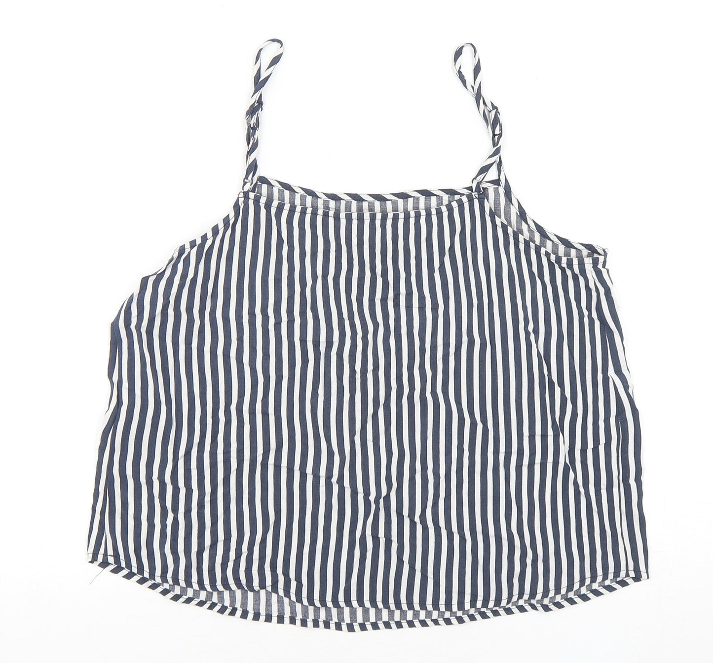 H&M Womens Multicoloured Striped Viscose Cropped Tank Size 10 Round Neck