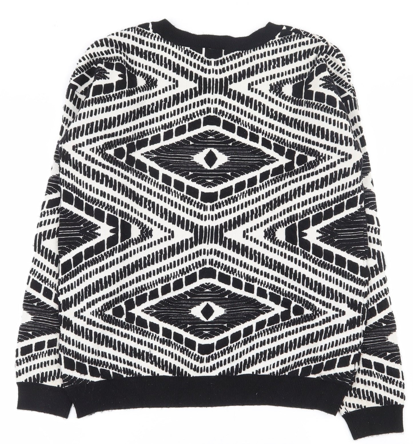 ASOS Womens Black Round Neck Geometric Nylon Pullover Jumper Size 8