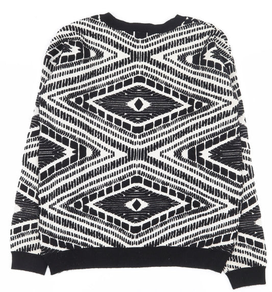 ASOS Womens Black Round Neck Geometric Nylon Pullover Jumper Size 8