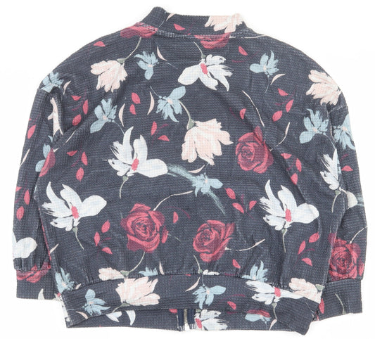 United Colors of Benetton Womens Multicoloured Floral Polyester Full Zip Sweatshirt Size L  Zip