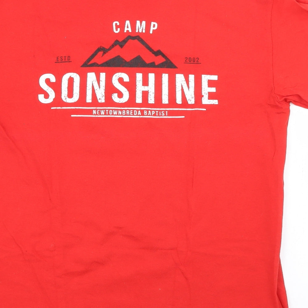 Gildan Mens Red  Cotton  T-Shirt Size S Crew Neck