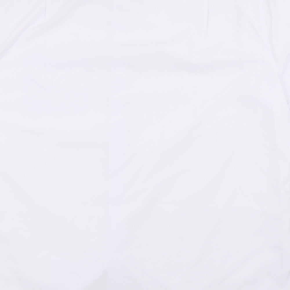 Marks and Spencer Mens White  Polyester  Button-Up Size 16 Collared Button