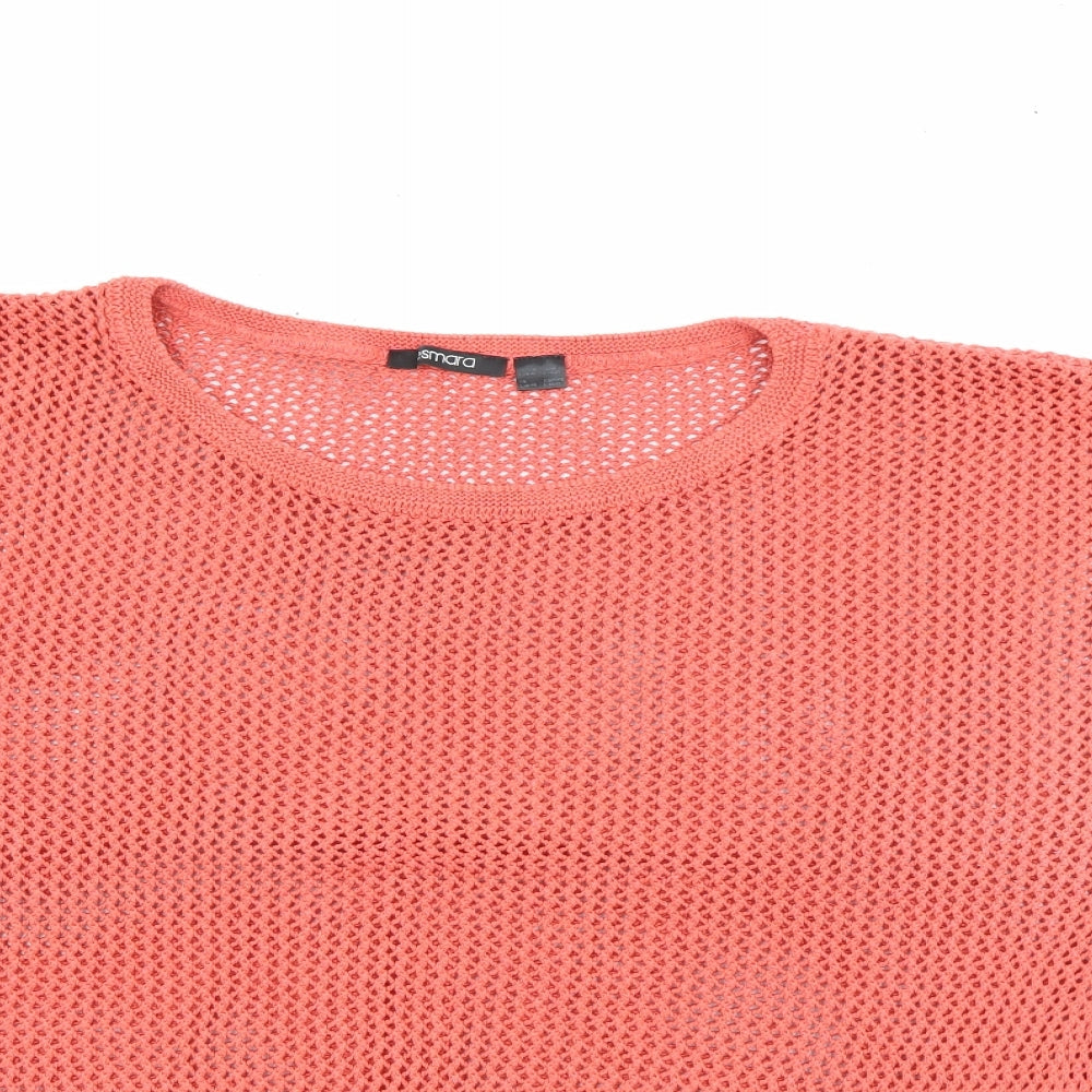 ESMARA Womens Orange Crew Neck  Acrylic Pullover Jumper Size L