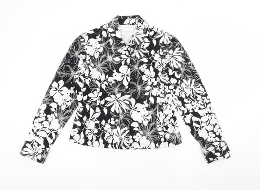 Liz Clasiborne Womens Black Floral  Jacket  Size S  Snap
