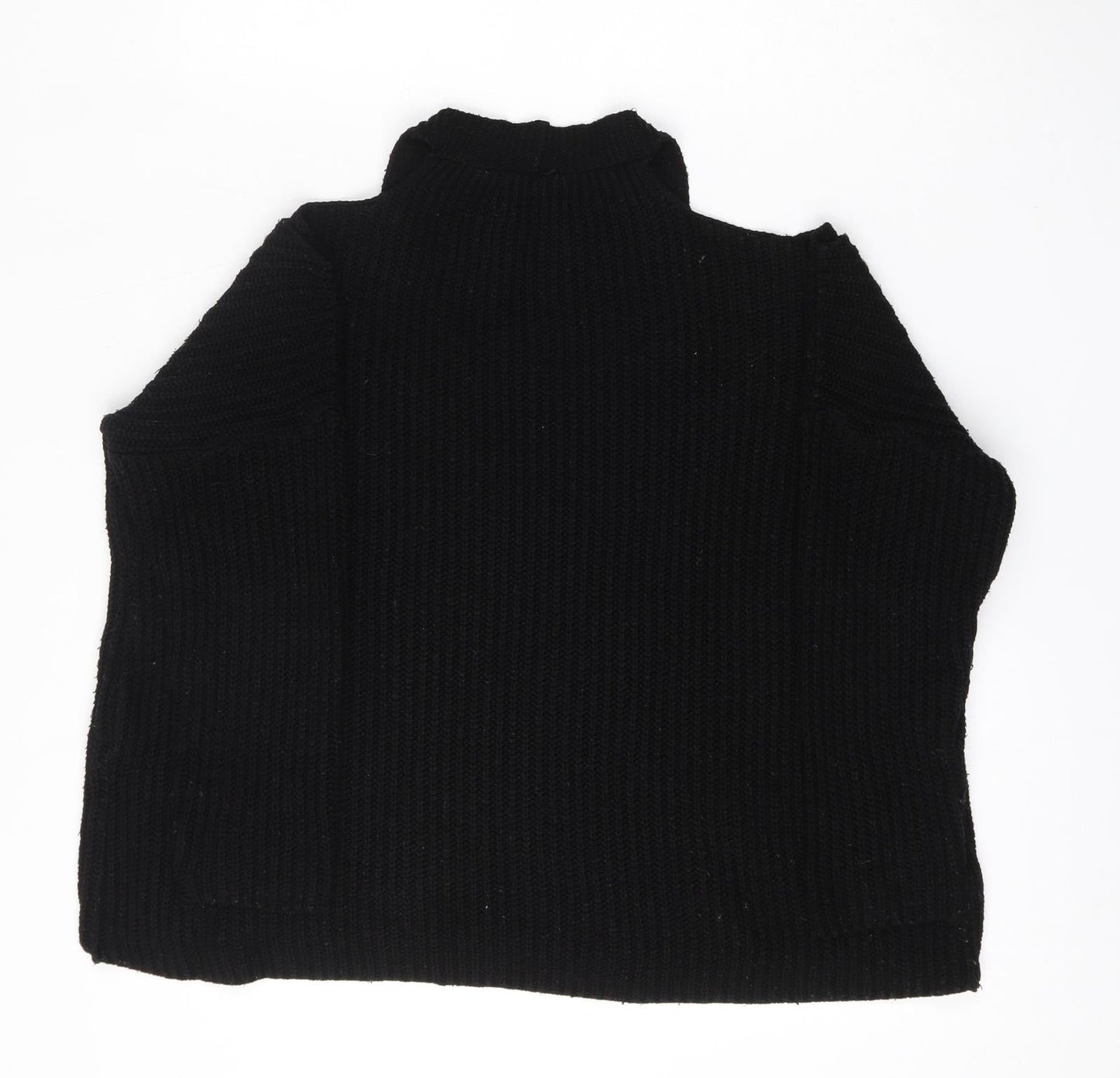 New Look Womens Black V-Neck  Acrylic Pullover Jumper Size S   - Open Neck
