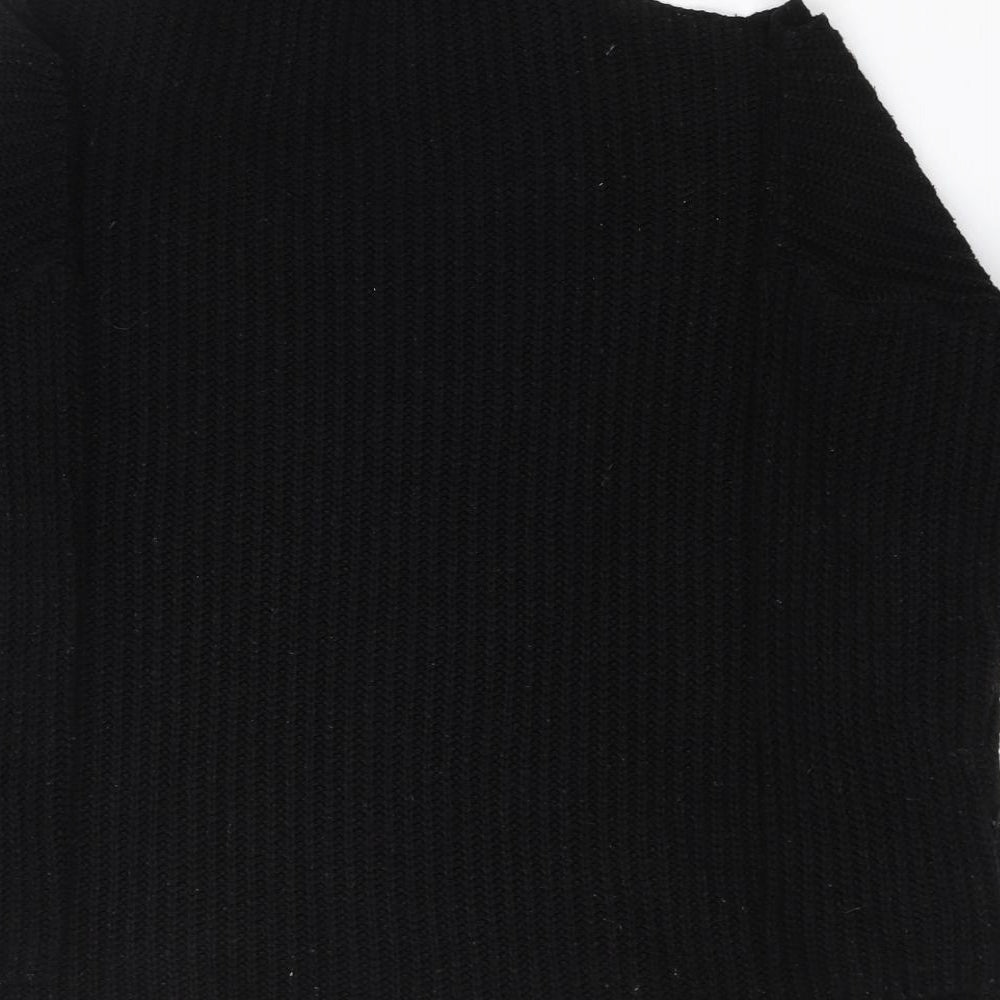 New Look Womens Black V-Neck  Acrylic Pullover Jumper Size S   - Open Neck