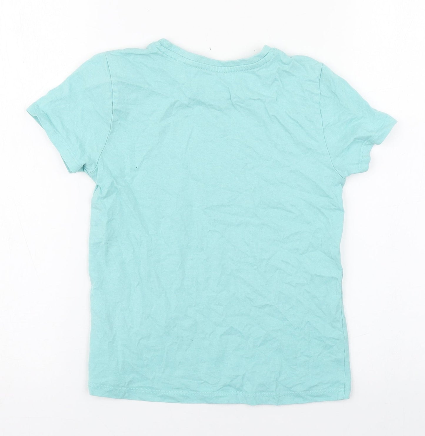 Primark Boys Blue  100% Cotton Basic T-Shirt Size 5-6 Years Round Neck Pullover