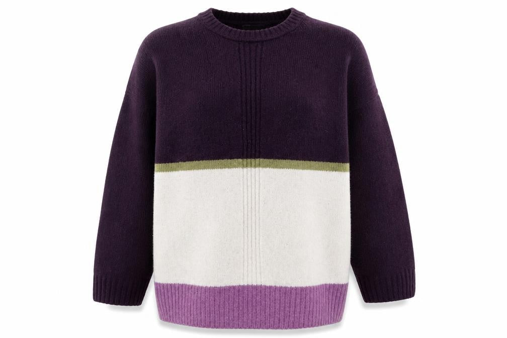 Marks and Spencer Womens Multicoloured Round Neck Striped Acrylic Pullover Jumper Size XL