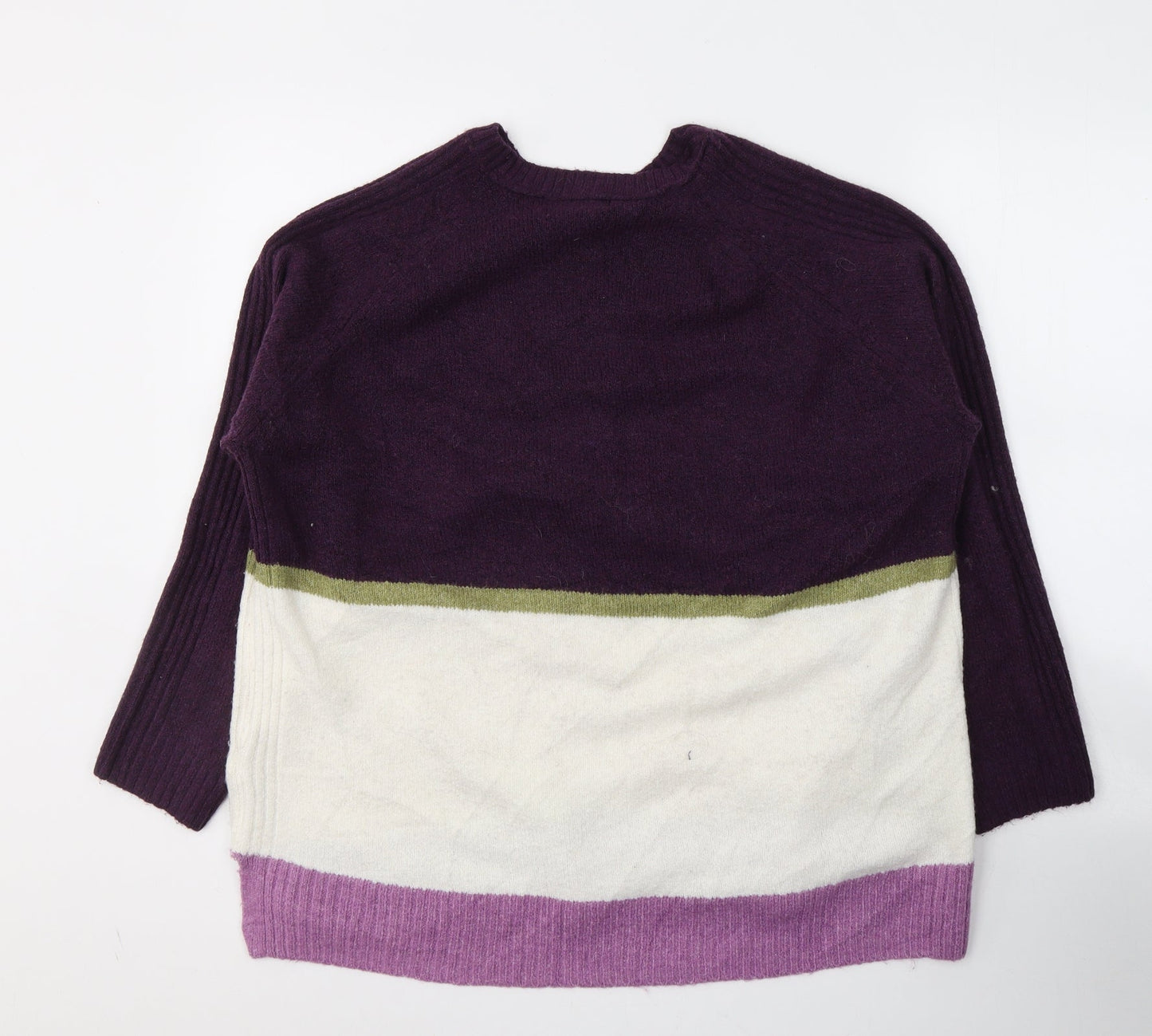 Marks and Spencer Womens Multicoloured Round Neck Striped Acrylic Pullover Jumper Size XL