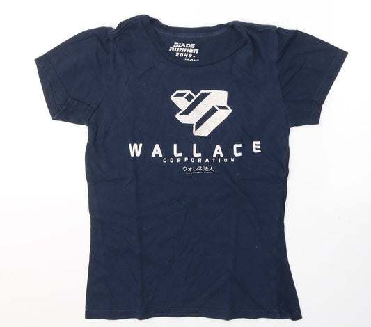 Bladerunner Womens Blue  Cotton Basic T-Shirt Size M Round Neck - Wallace