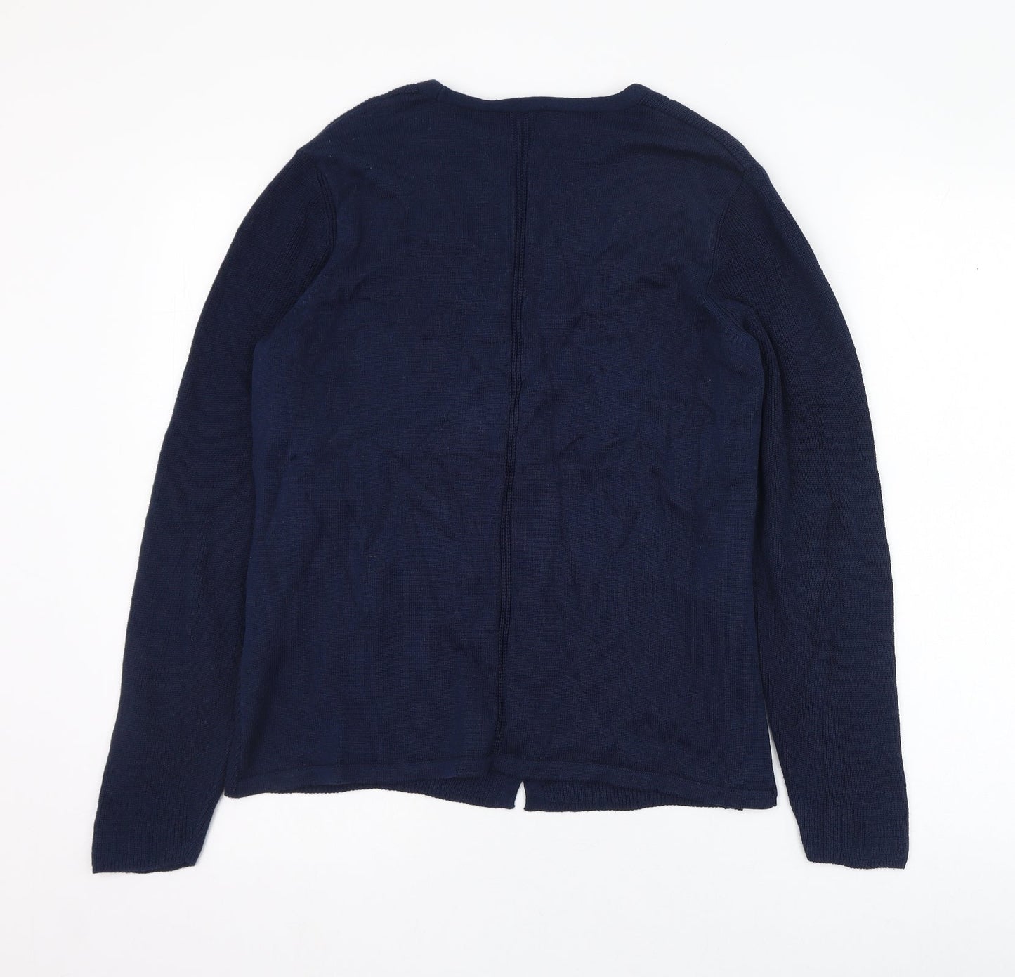 Olsen Womens Blue V-Neck  Cotton Cardigan Jumper Size 12