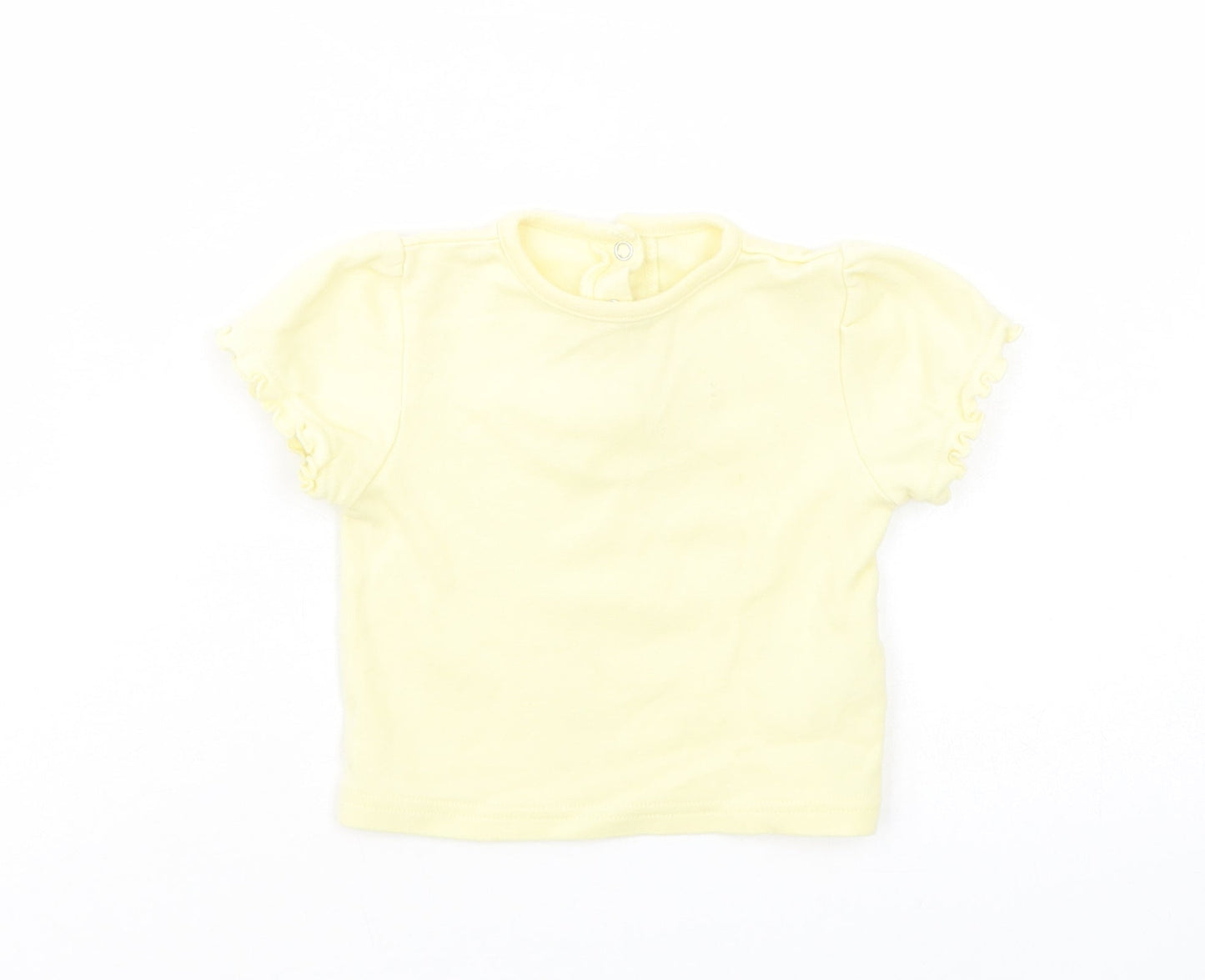 Dunnes Stores Baby Yellow  Cotton Basic T-Shirt Size 6-9 Months Crew Neck Snap