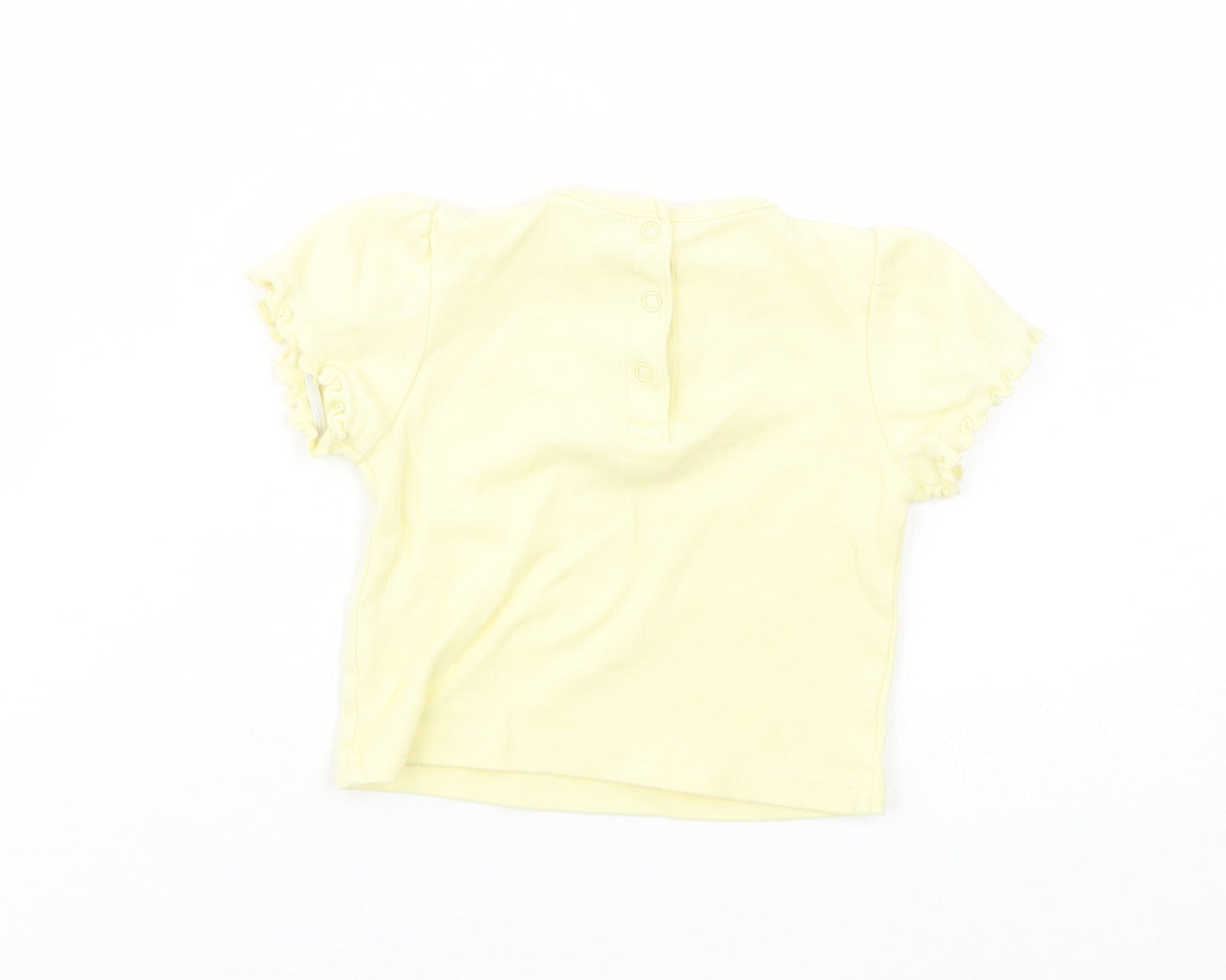 Dunnes Stores Baby Yellow  Cotton Basic T-Shirt Size 6-9 Months Crew Neck Snap