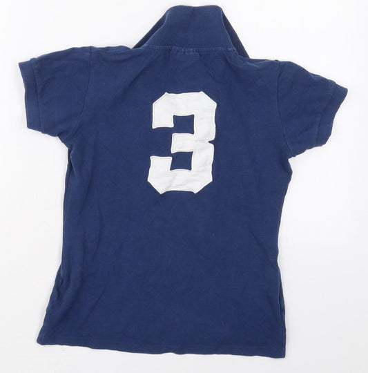 Fellini Womens Blue  Cotton Basic Polo Size S Collared - 3