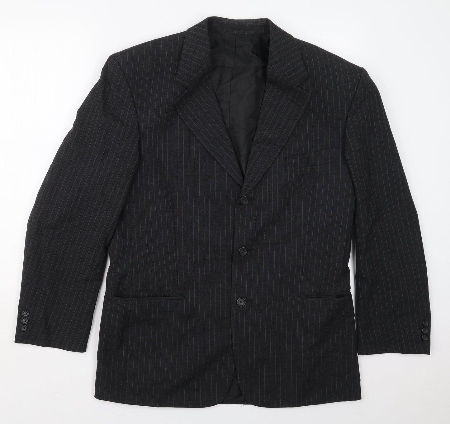 C&A Mens Grey Striped Wool Jacket Suit Jacket Size 42