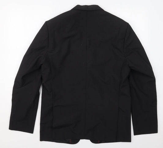 Preworn Mens Black Check Polyester Jacket Suit Jacket Size 40