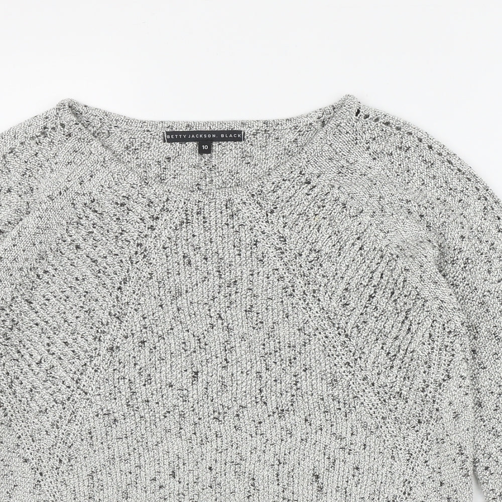 Betty Jackson. Black Womens Grey Round Neck  Acrylic Pullover Jumper Size 10