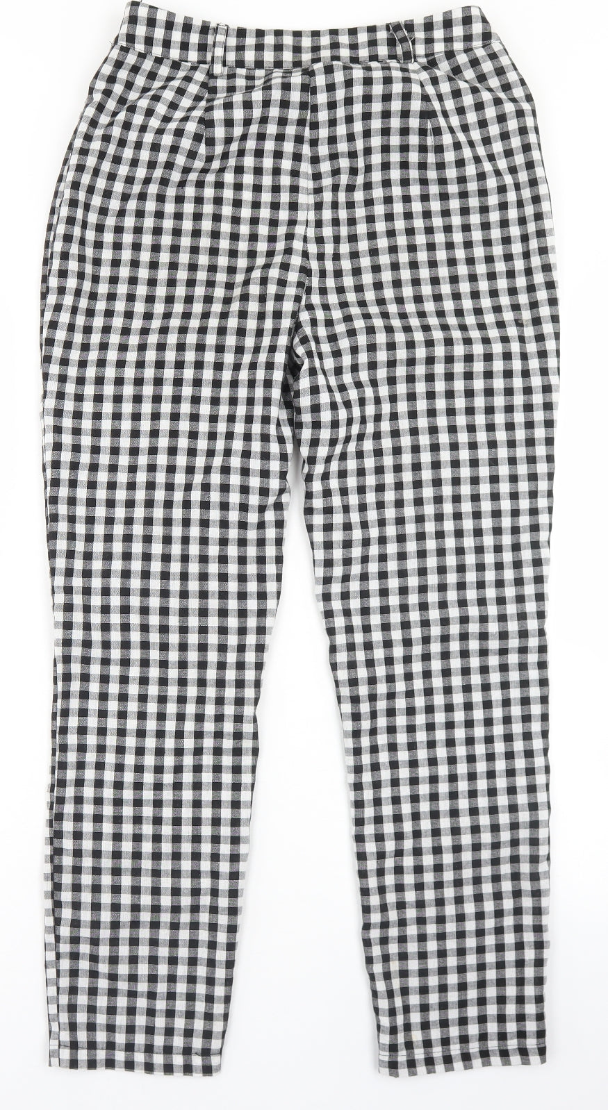 Missguided Womens Black Check Polyester Trousers  Size 10 L26 in Regular Zip