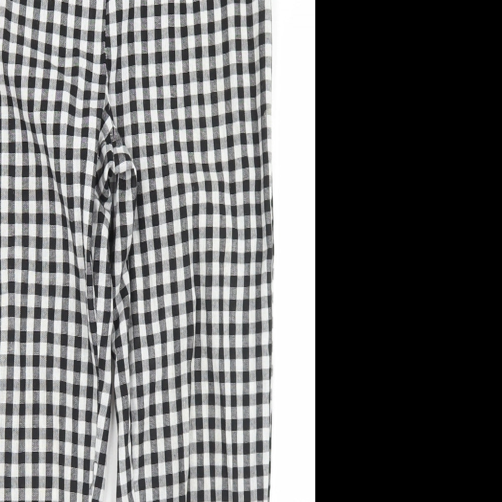 Missguided Womens Black Check Polyester Trousers  Size 10 L26 in Regular Zip